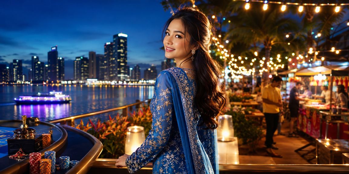 Wanita memakai baju kurung moden memeriksa telefon untuk deposit online